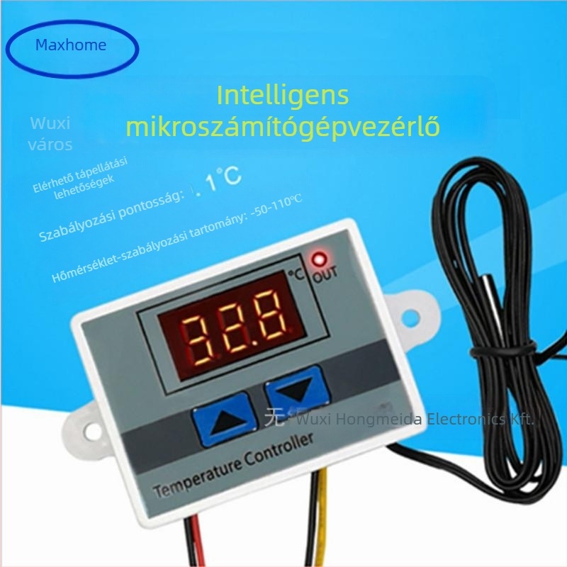 HMD-W3001 Mikroszámítógépes digitális hőmérsékletszabályozó — elektronikus hőmérséklet- és páratartalom mérő, 50–110°C tartomány, 0.1°C felbontás, 0.1°C pontosság, digitális kijelző