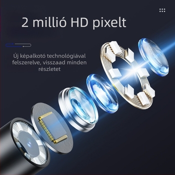 Kézi boreszkóp 360° forgással, ipari használatra, 7,9 mm szonda, 1000 mm működési hossz, IP67 vízálló, 2 MP