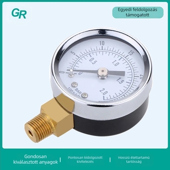 Precíz nyomásmérő radiális csatlakozással, tartomány 0-0.2, pontosság 2.5, környezeti hőmérséklet -25-től 55-ig, modell Y-40A