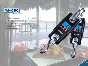 WH-C300 Hordozható digitális daru mérleg horoggal állatoknak, 300 kg