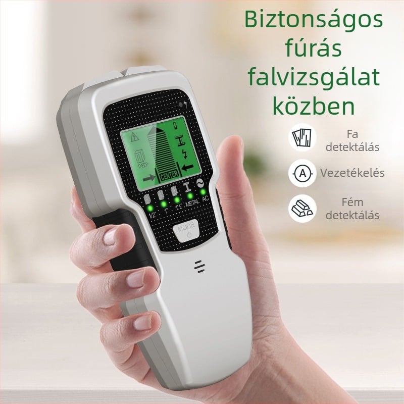 SH501 kézi falfigyelő 5-az-egyben funkcióval; mérési tartomány 12,7–60 mm; próbafej mérete 60 mm; riasztás Roar