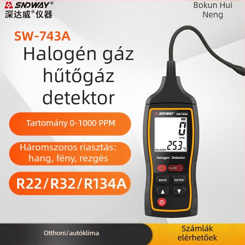 Halogén-gáz detektor SW-743A a Deep Dawei-től, hűtőközeg-szivárgás észlelésére, tápellátás 1,5V AAA×2