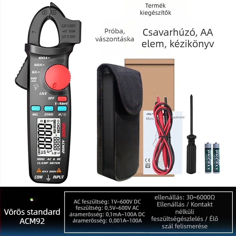 BSIDE ACM92 Digitális AC/DC clamp meter, 100 A, 600 V, 6000 Ω