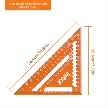 Imbot Alumínium-ötvözetű háromszögvonalzó famegmunkáláshoz, 45° – Magas pontosságú, Többfunkciós, Megvastított kivitel