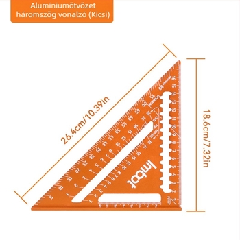 Imbot Alumínium-ötvözetű háromszögvonalzó famegmunkáláshoz, 45° – Magas pontosságú, Többfunkciós, Megvastított kivitel