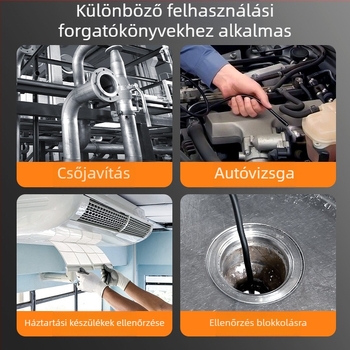 Ipari endoszkóp kettős lencsékkel, 8,0 mm vizsgálócsőátmérő, 5 m munkahossz, IP67 vízálló, LED világítás, HD IPS kijelző