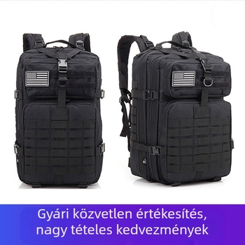 Katonai stílusú terepen túrázáshoz és kerékpározáshoz tervezett kamufláž hátizsák hálós rekesszel, modell Military bag, származás: Jinhua, Zhejiang; márka: Other