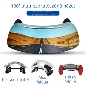 Motorkerékpár terep visszapillantó tükör, 180°-os széles látószög, négyzet alakú, ABS, Modell 863