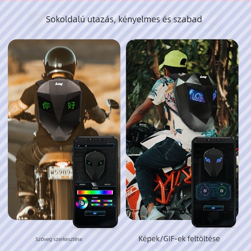 LOY Kerékpáros hátizsák, 20L, ABS+PC, Szénszálas textúra, Esővédővel, Motorkerékpár és kerékpározásra