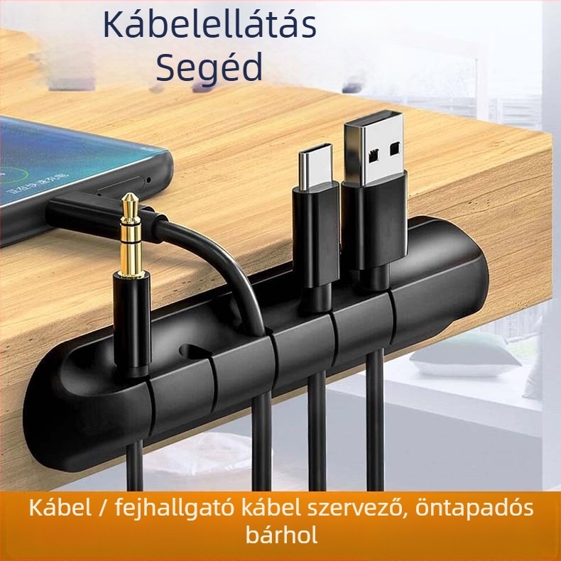 Asztali kábel rendező - öntapadó, PP anyag, kreatív stílus (Megjelenés éve: 2020; Tárolási helyszínek: asztal, hálószoba, nappali)