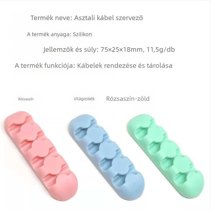 Asztali kábel rendező - öntapadó, PP anyag, kreatív stílus (Megjelenés éve: 2020; Tárolási helyszínek: asztal, hálószoba, nappali)