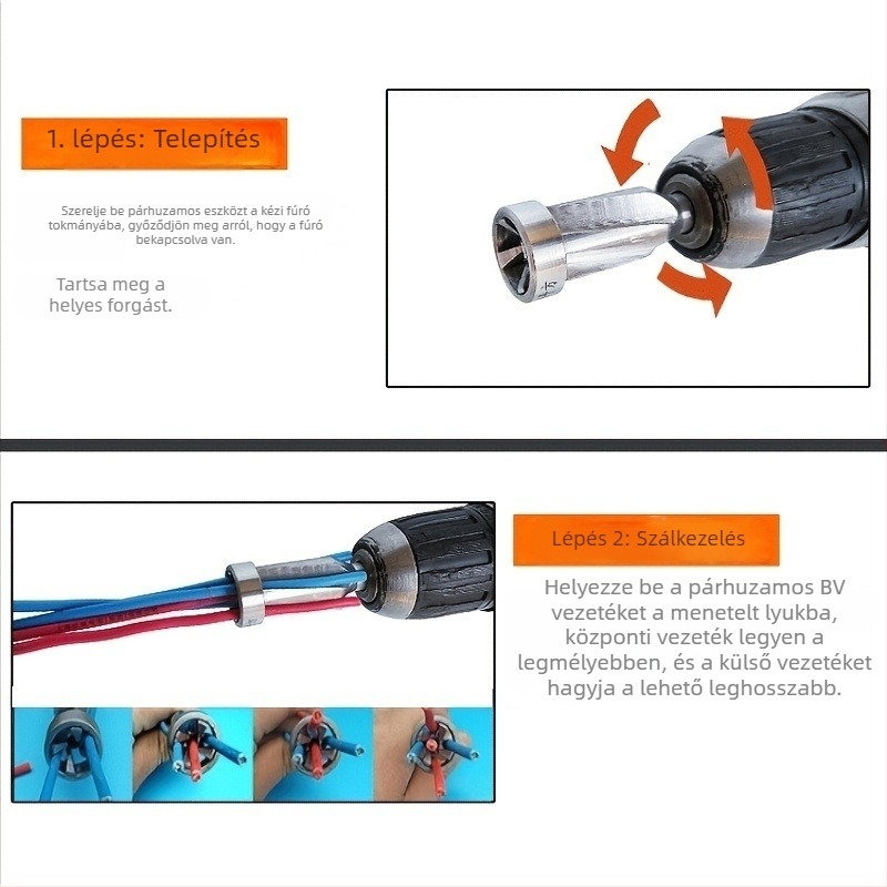 Párhuzamos vezeték terminál csatlakozó — hántolás nélkül, strapabíró acél, 220V, 5-vezeték 4 mm² vezetékekhez, gyors tekerő