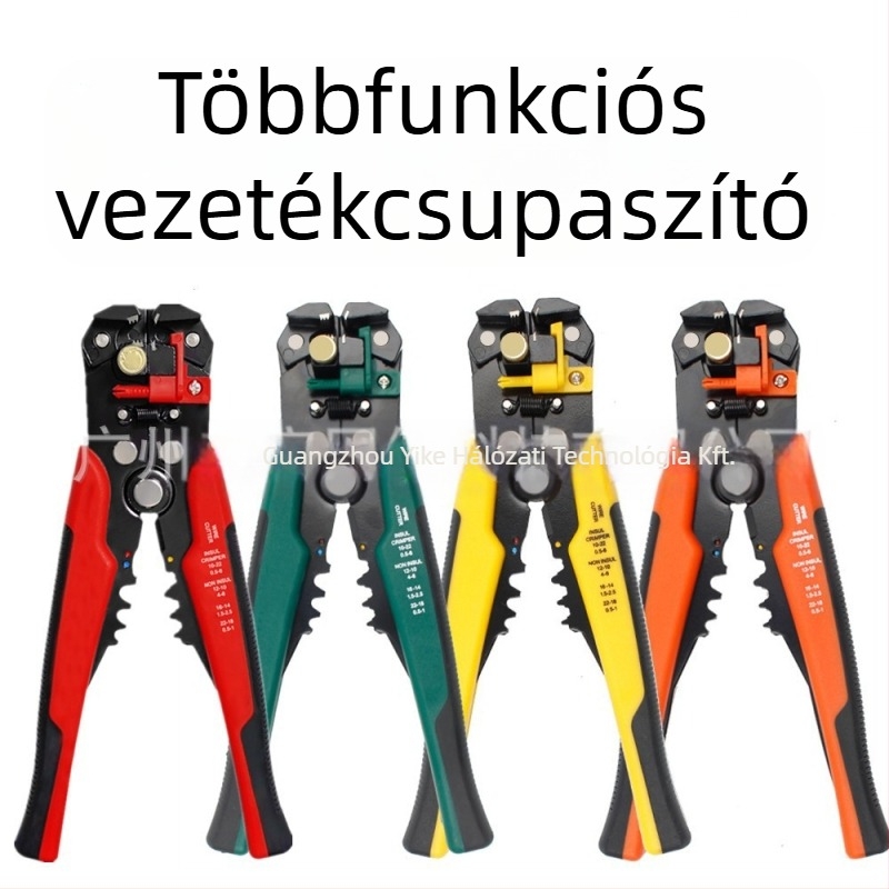 Öt az egyben: automata vezeték-szigetelő fogó, rézmagú, sík szájú, 0.2-6 mm², záróhossz 170 mm, tömeg 380 g, markolat PP+TPR