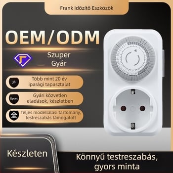 Mechanikus időzítő aljzat európai stílusban, 24 órás ciklus, 16 A, 250 V, lángálló PC ház