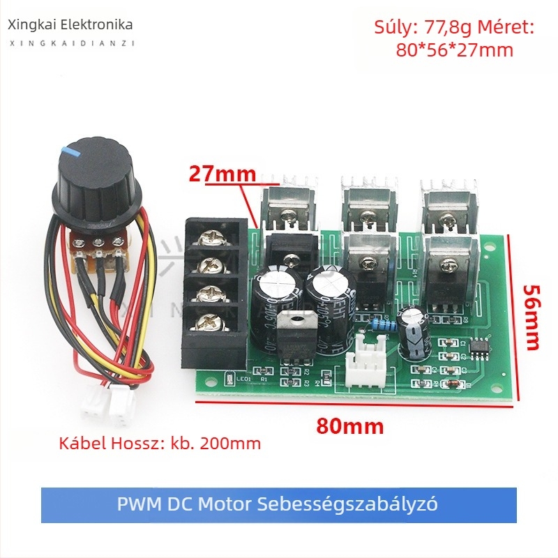 PWM DC motorvezérlő kefés motorokhoz, 12-48V, 40A, nagy teljesítményű