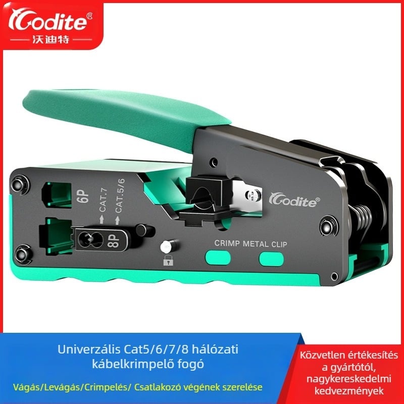 Többfunkciós kábelcrimpelő eszköz kristályfejhez – Professzionális kategória, magas szénacél, több krimpelési lehetőség, CODITE/VODIT