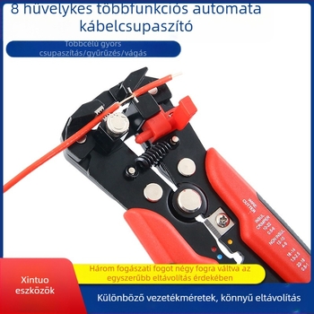 New Extension Elektromos szerelőknek szánt kábelcsupaszító fogó, automata, magas széntartalmú acélból, 0,305 kg, fogantyú hossza 153 mm