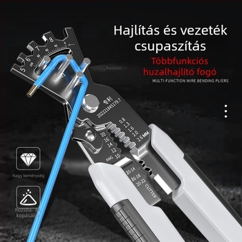 Villanyszerelői szerszám: többfunkciós fogó vezetékekhez, huzalszedő és vágó, krimpelő