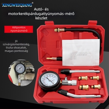 Autó- és motorkerékpárhoz készült hengernyomás-mérő készlet kinyúló rúddal, otthoni használatra
