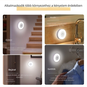 Éjszakai fény USB asztali lámpa beépített akkumulátorral, szemvédő LED-del, érintéses kapcsolóval, PVC árnyékolóval, kör alakú modern dizájn