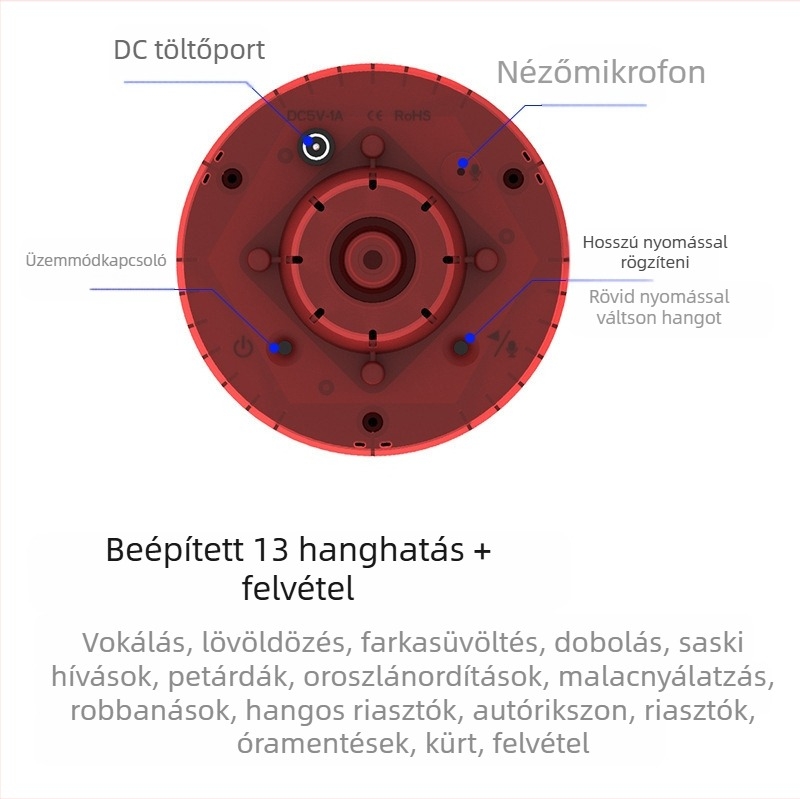 Napenergia-meghajtású riasztóeszköz távirányítással, infravörös észleléssel és hangfelvétellel; madár- és vaddisznóriasztó funkció, 3.7V elem, 0.5W, 10000h élettartam, mezőgazdasági területekre
