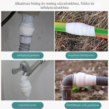 Szilikon önzáró szalag PVC vízvezetékekhez – szivárgásjavítás, 1 mm vastagság, PVC alap, szilikagél ragasztó rendszer (hőmérséklet-tartomány -20…100°C, jó tömítés)