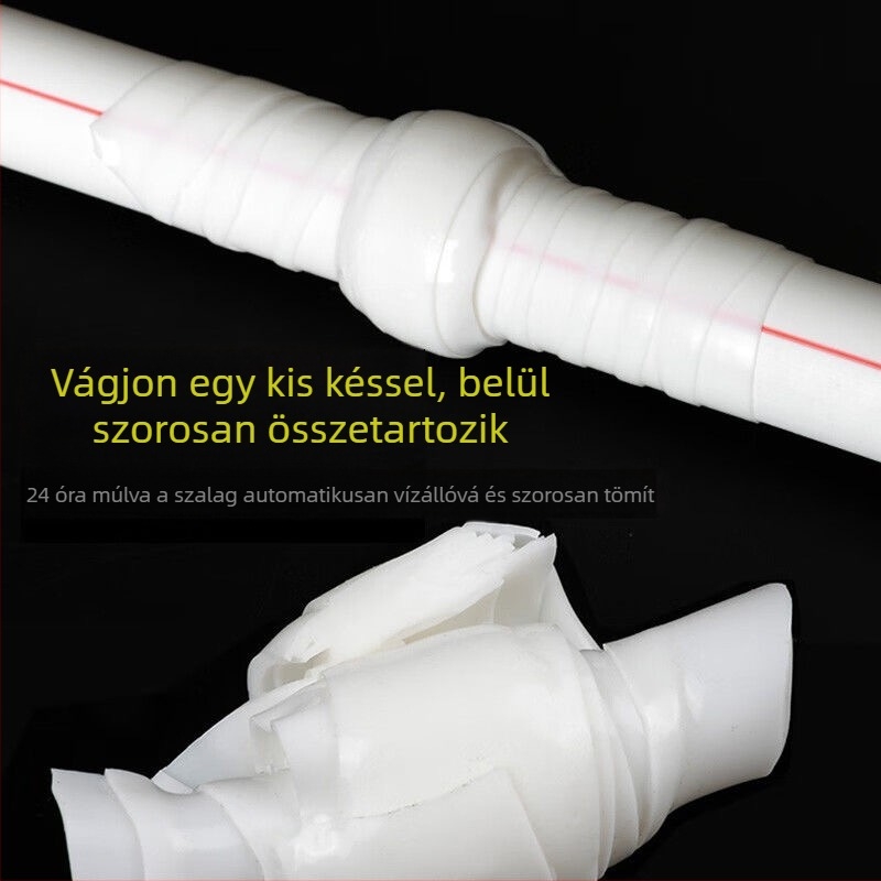 Szilikon önzáró szalag PVC vízvezetékekhez – szivárgásjavítás, 1 mm vastagság, PVC alap, szilikagél ragasztó rendszer (hőmérséklet-tartomány -20…100°C, jó tömítés)
