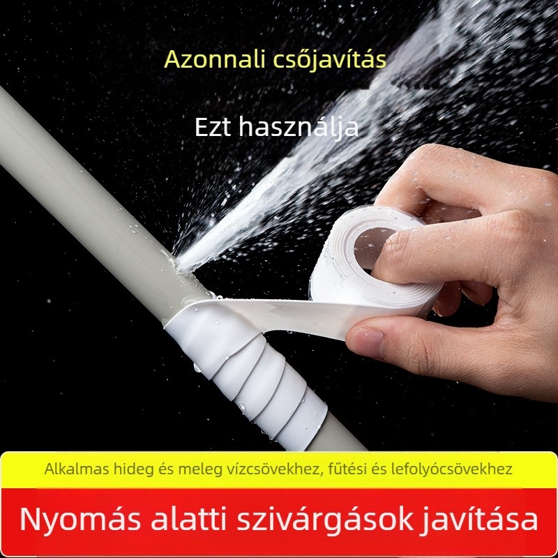 Szilikon önzáró szalag PVC vízvezetékekhez – szivárgásjavítás, 1 mm vastagság, PVC alap, szilikagél ragasztó rendszer (hőmérséklet-tartomány -20…100°C, jó tömítés)