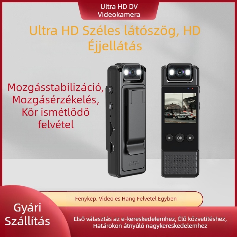 HD konferenciakamera 2 MP szenzorral, 1,3 hüvelykes LCD, TF-kártya-tároló, 5 órás akkumulátor-üzemidő, műanyag ház