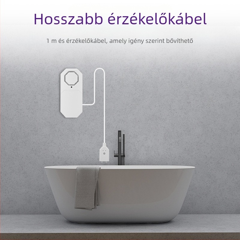 WS-02 vízszint-riasztó detektor, szerelési típus, vezeték nélküli kommunikáció, helyszíni riasztás, 3V-os működés