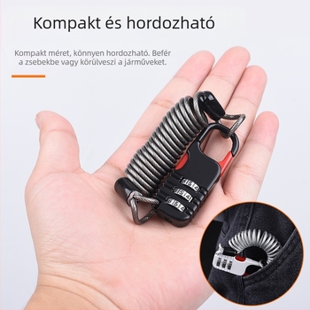 Mechanikus lopás elleni zár sisak és kerékpárkosár számára, modell 985, rúd vastagsága 2.5, univerzális stílus