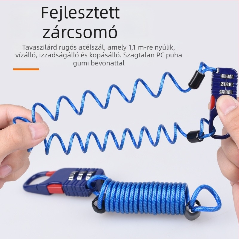 Mechanikus lopás elleni zár sisak és kerékpárkosár számára, modell 985, rúd vastagsága 2.5, univerzális stílus
