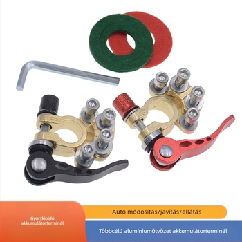 Autóakkumulátor-klemmus – többnyílású vezetékcsipesz, modell Battery pile head, márka Battery clamp multi-hole wiring battery clamp, általános modellekhez illeszkedik; kompatibilis: egyebek