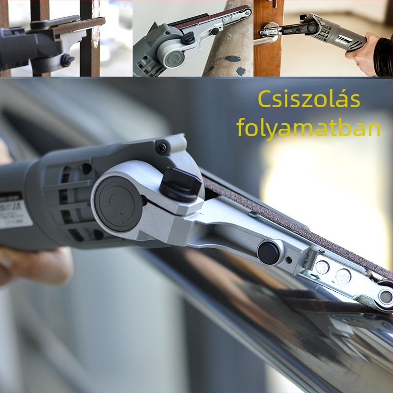 Hordozható csiszoló szalaggép – hálózati áramellátás, 220 V, tömeg 1,9 kg, 2,2 m kábelhossz, otthoni dekorációhoz.