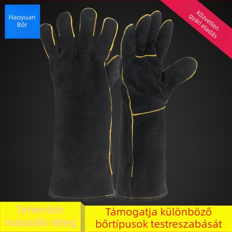 Tehénbőr hegesztőkesztyűk - Kétoldalas bőr, Kötött bélés, Magas hőállóság, Vágásállóság, Elektromos hegesztéshez