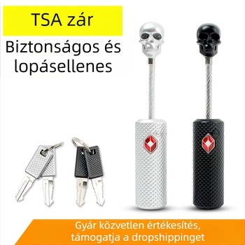 Yif TSA 13226 poggyász-zár koponya mintával – cinkötvözet, kódzár, lopás elleni