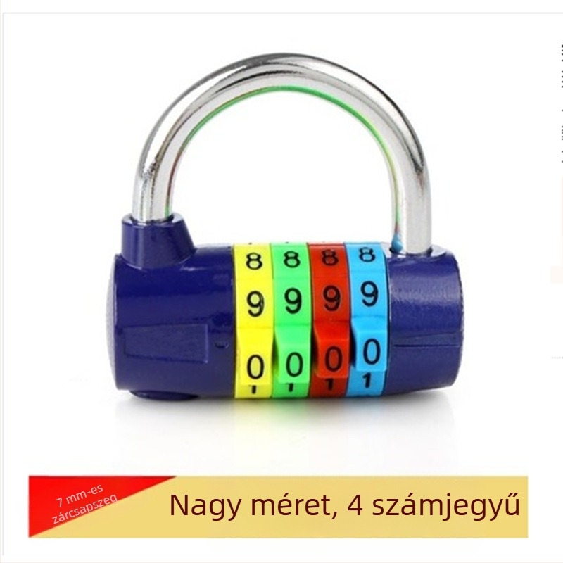 Kombinációs lakat cinköntvényből, 4/5 számjegyű, modell 206, szekrényekhez és ajtókhoz, rud vastagsága 7