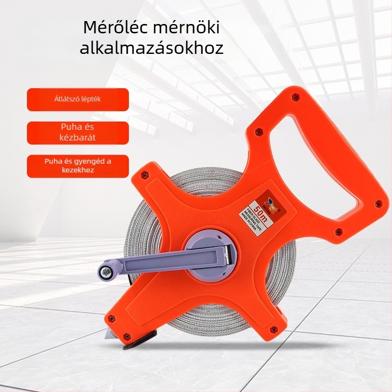 Szálas mérőszalag, hordozható műanyag keret, kézi működtetés, padlóba szerelt PVC-vas keret