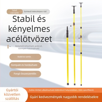 Vasötvözetből készült teleszkópos rúd lézerszinthez, állítható falra szerelhető kiegészítő