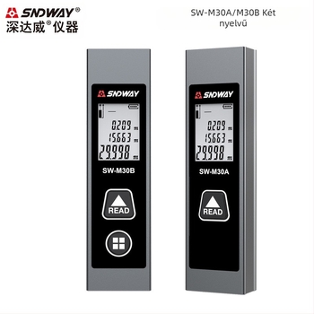 SW-M30A lézeres távolságmérő a SNDWAY/Deep Dawei-tól, infravörös lézeres mérő, tartomány 30 m, pontosság ±5 mm + távolság/10 000