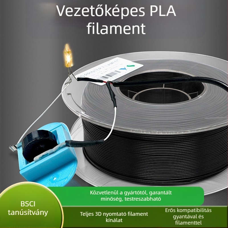 3D nyomtató filament – vezető PLA, 340 m hosszú, kör keresztmetszet, vezető anyag antistatikus és elektronikai árnyékolásra