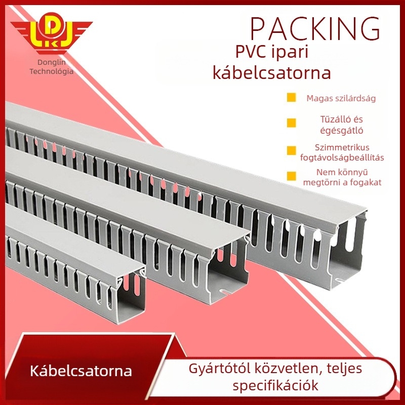 PVC kábelcsatorna ipari használatra – nagy szilárdságú, tűzálló szigetelés, alkalmas osztó dobozokra és vezérlőszekrényekhez
