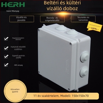 Kábel elosztó doboz IP65, ABS műanyagból, vízálló ház tömített kialakítással nedvesség és por elleni védelemhez