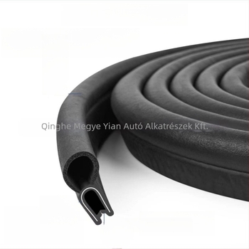 Autóipari tömítő gumiszalag, U-alakú él, porvédett, vízálló és hangszigetelő, elosztó dobozokhoz; öregedésállóság, UV-állóság, ozonállóság, sav-bázis ellenállás