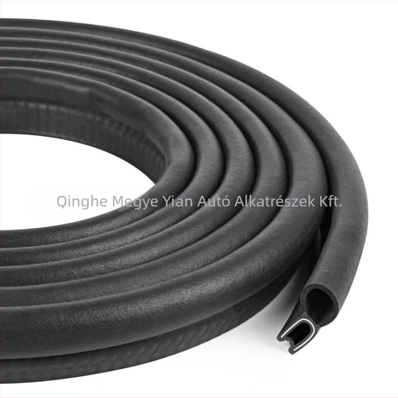 Autóipari tömítő gumiszalag, U-alakú él, porvédett, vízálló és hangszigetelő, elosztó dobozokhoz; öregedésállóság, UV-állóság, ozonállóság, sav-bázis ellenállás