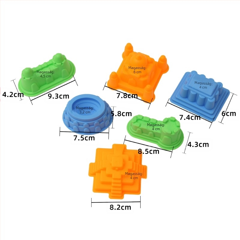 Chilesha űr témájú homokformák kastély, 6 darabos készlet, oktató játék gyermekeknek 4–6 évesek, műanyag
