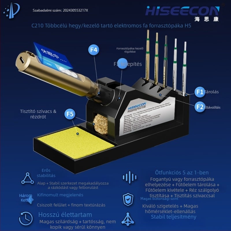 Forrasztópáka tartó, hőálló, intelligens állomás tartó, Hiseecon