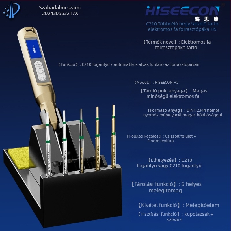 Forrasztópáka tartó, hőálló, intelligens állomás tartó, Hiseecon