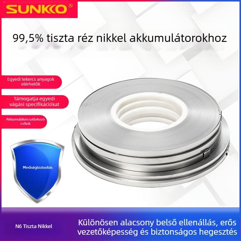 99,6%-os tiszta nikkel szalag 18650-es cellákhoz és elektromos járművek akkucsomagjaihoz — ponthegesztésre, N6