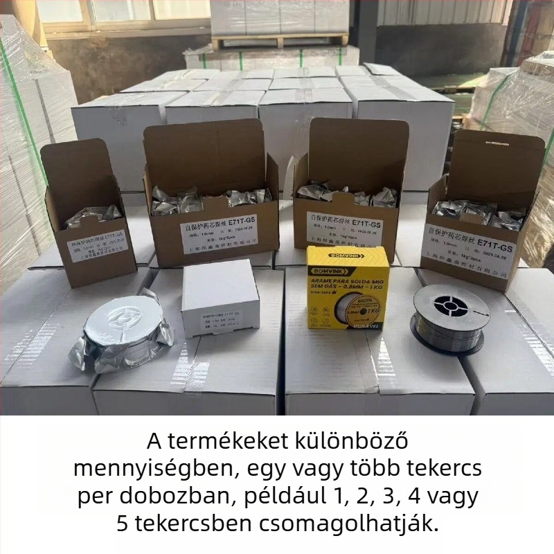 Gázmentes fluxusköpenyes hegesztőhuzal E71T-GS, szénacél, 1 kg-os tekercs, otthoni MIG hegesztéshez